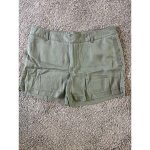 TOMMY HILFIGER Women's Chino Mid-Rise Shorts Flat Front Pockets Green Size 14